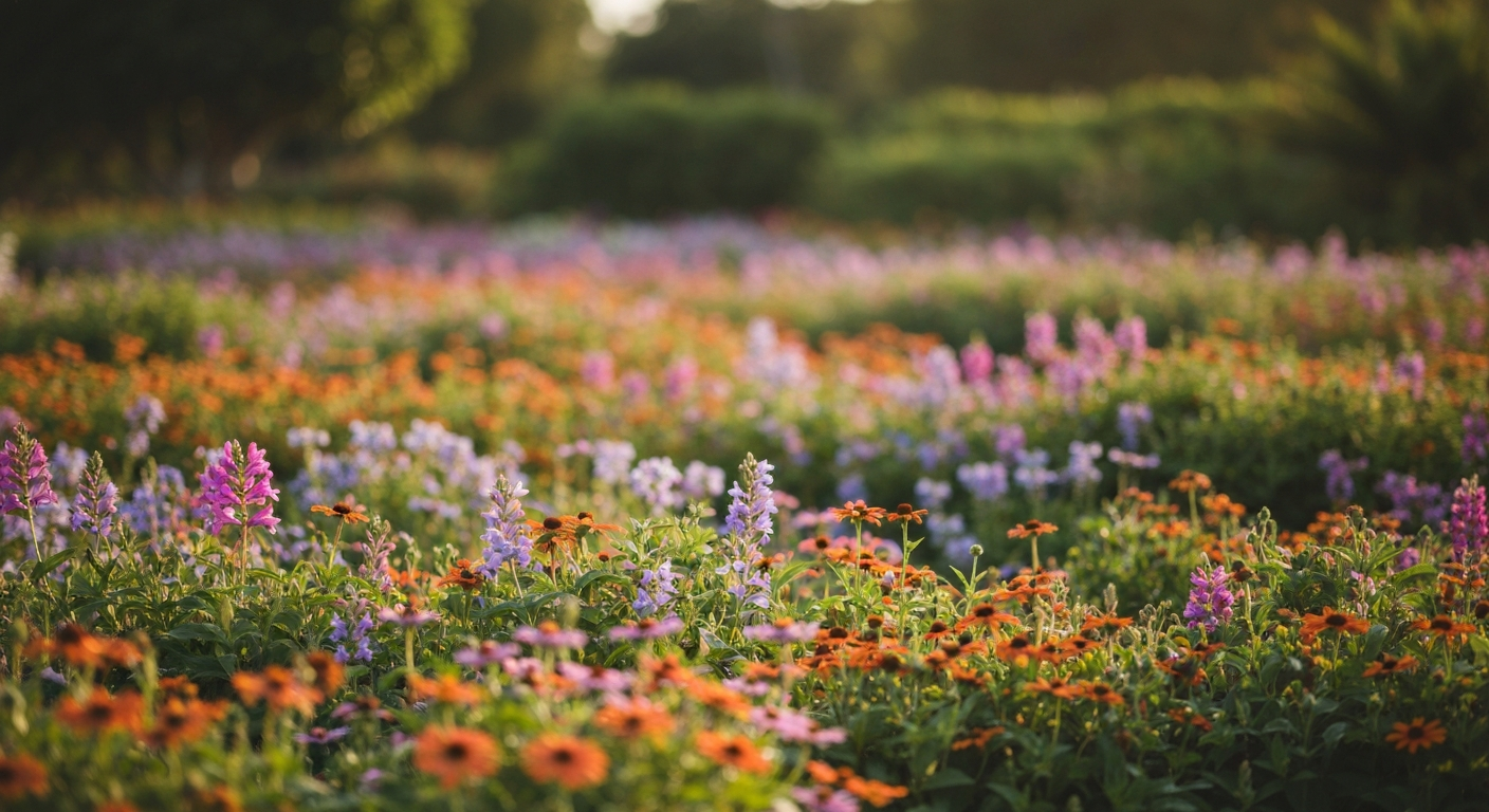 A beautiful Golden Retriever and a fluffy Maine Coon cat sitting together on a green lawn looking forward.