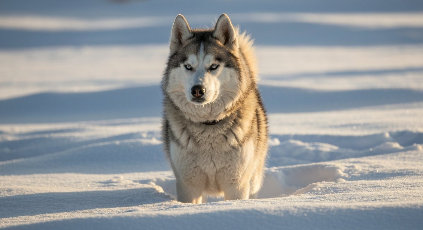 An adult Irish Setter dog with a mahogany coat standing proudly in a studio against a soft-grey background.