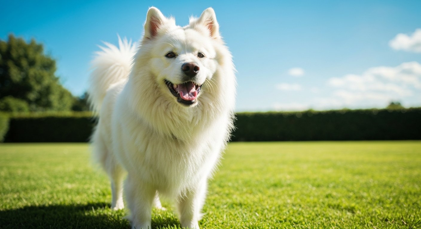An adult Maltese dog with a pristine white coat standing proudly in a studio.
