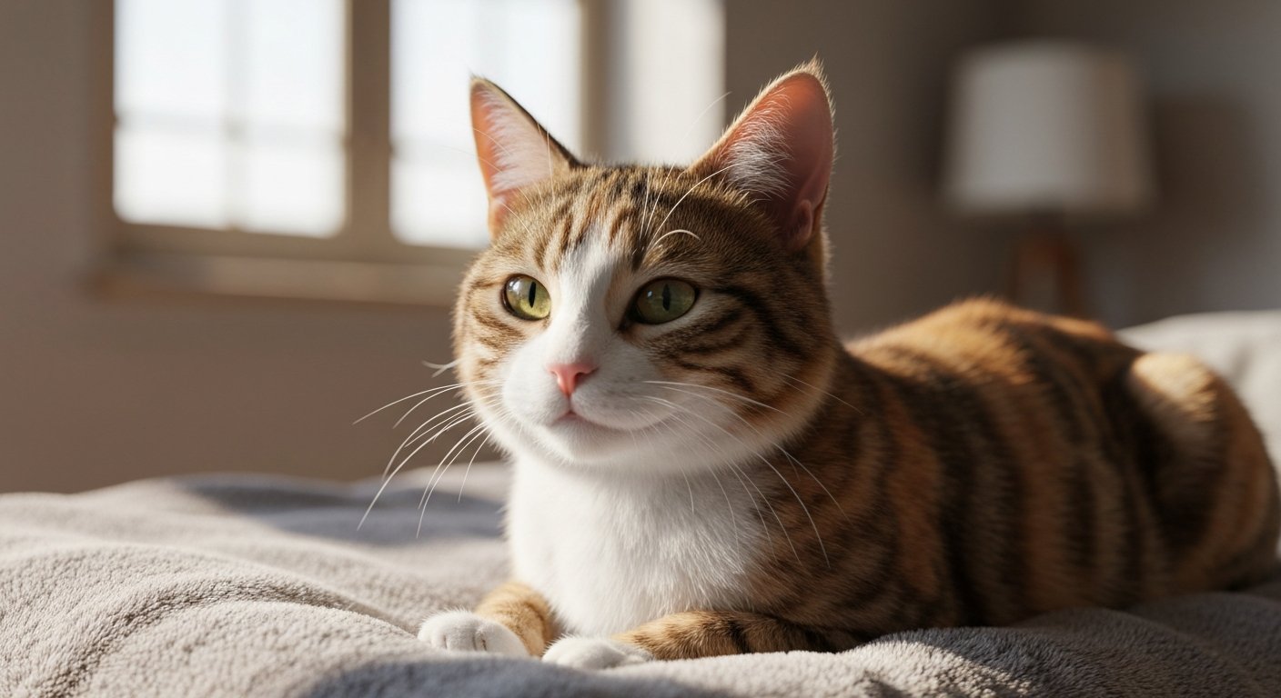 A highly realistic photo of an adult Somali cat standing proudly in a studio.